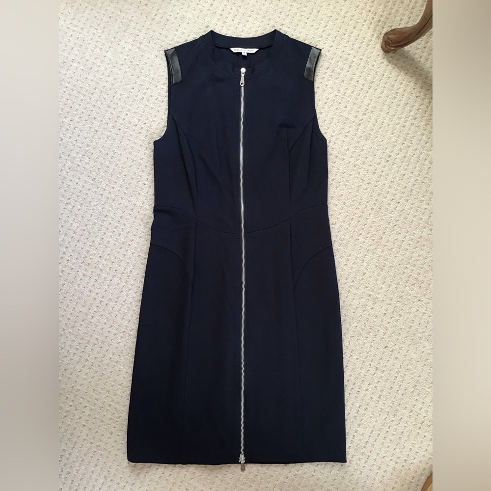 Rebecca Minkoff Navy Zip-Front Midi Dress